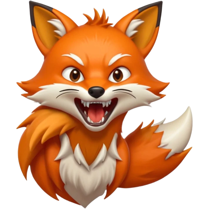 Angry Fox mouth open, scary teeth, side view emoji