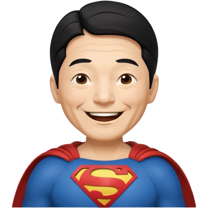 old Chinese dressed as Superman laughing with closed eyes emoji