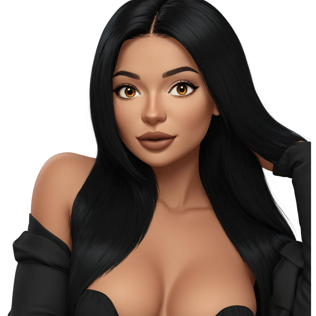 realistic girl with black hair emoji