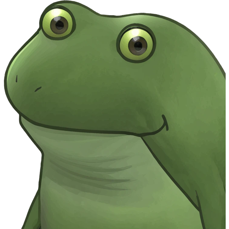 baby fox sitting bufo frog meme style emoji