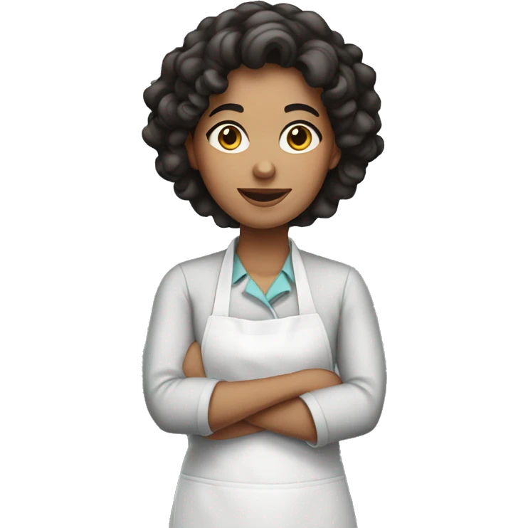 female baker with dark curly hair emoji
