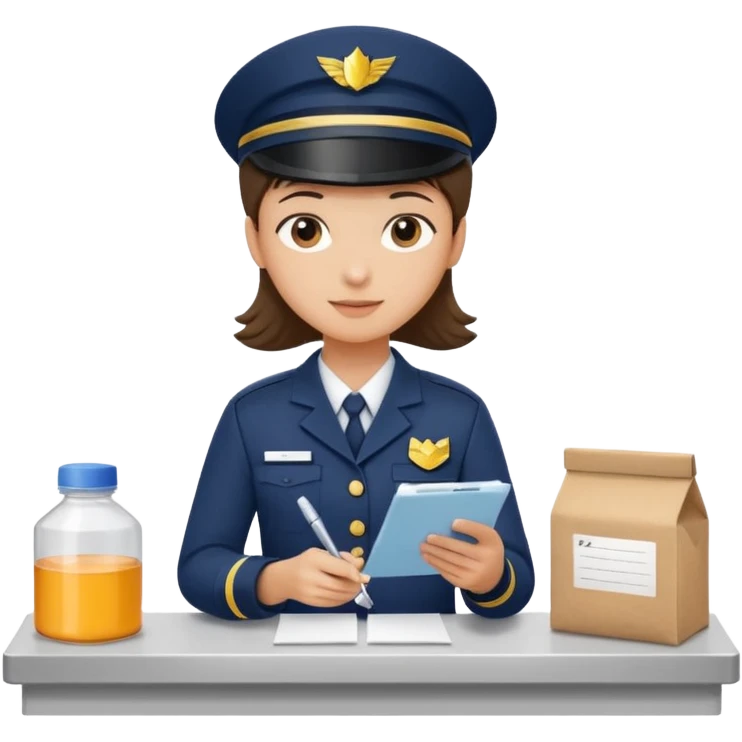 create a realistic emoji of a packaging station person with a protocol in his hand writing something down. emoji