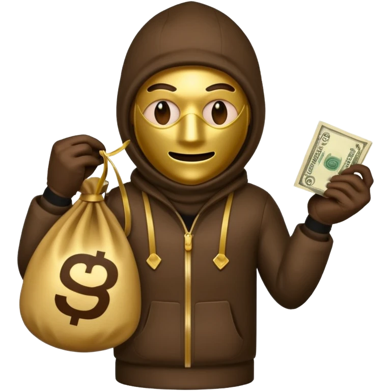 Robber emoji holding a 💰 wearing a mask that is made of robber suit without showing his hand the 💰 need to be in the left emoji