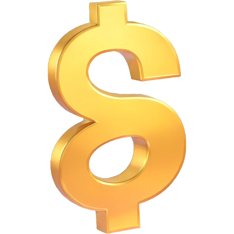 money, dollar sign, shiny 3D style emoji