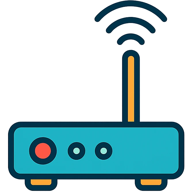 router icon, modern color outline style, clean and techy, for networking app emoji