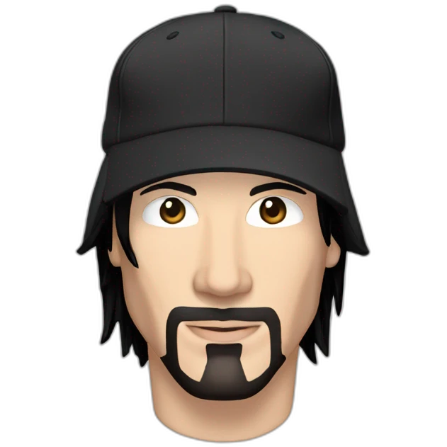 short haired clean shaved keanu reeves with a black addidas cap emoji