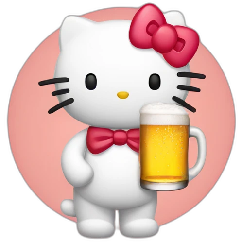 Hello kitty drinking beer emoji