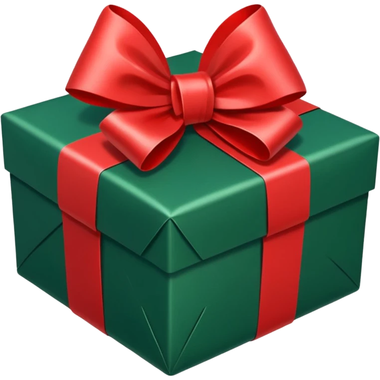 christmas gift with hunter green color and red bow emoji