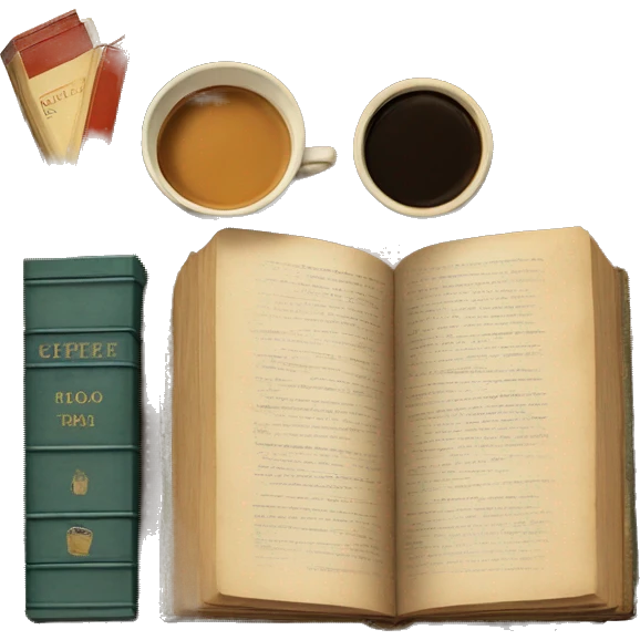 vintage tray with books and coffee  emoji