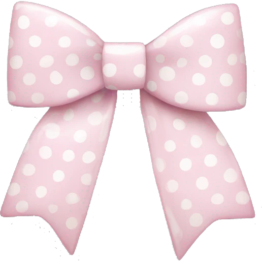 light pink and white polkadot bow emoji
