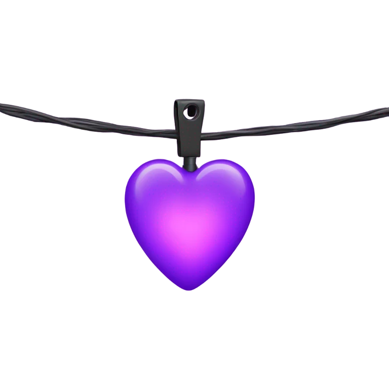 Realistic isolated purple heart shaped christmas string lights emoji