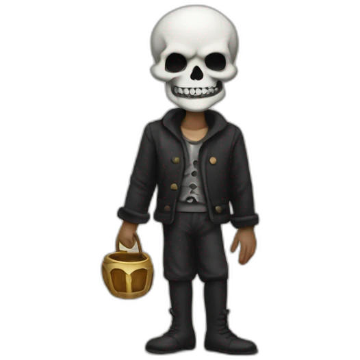 Hamlet with skull on hand emoji