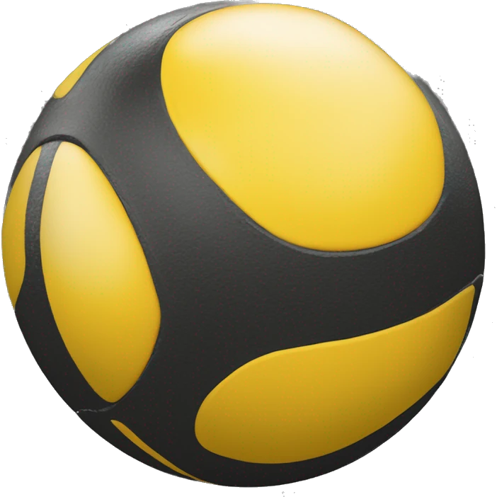 Boule de pétanque noir avec un cochonnet jaune à coter emoji