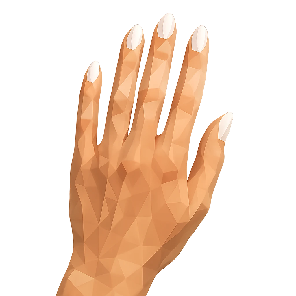 beautiful realistic female hand with five fingers and white manicure emoji