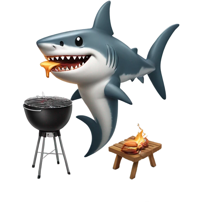 A shark barbecuing emoji