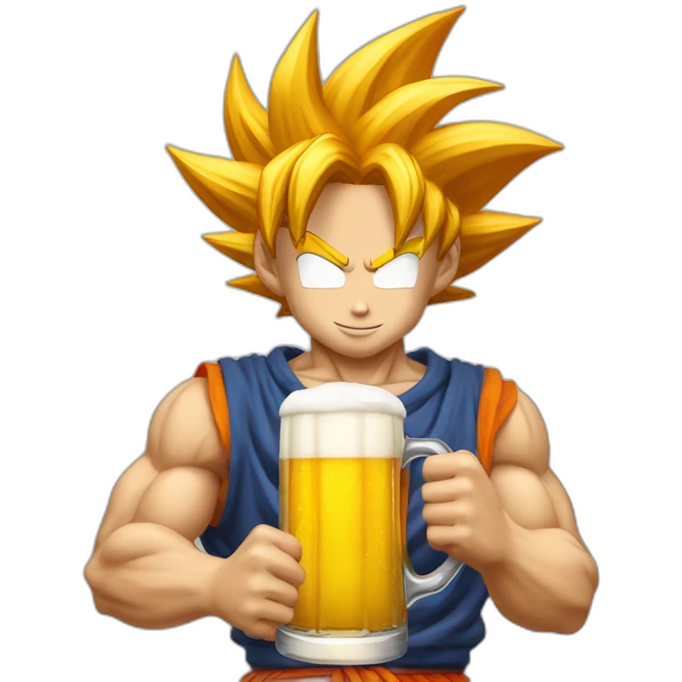 Goku tomando una cerveza emoji
