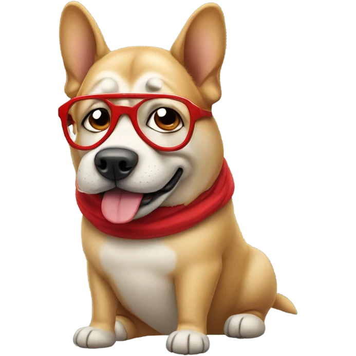 Big fat dog wearing red glasses  emoji