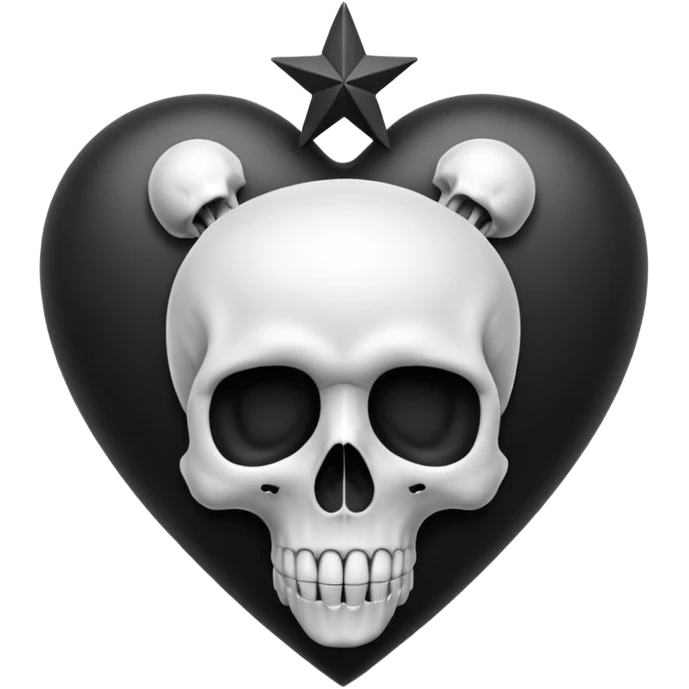 heart with a dark star and skull emoji