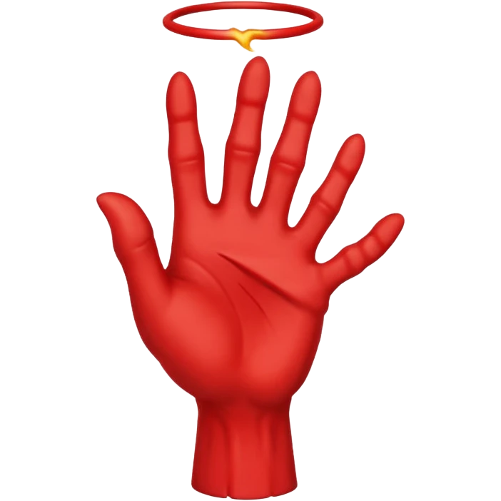 Red devil hand shaking angel hand  emoji