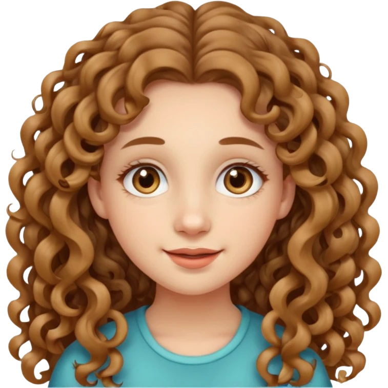 create a frontend girl that has an oval face and very very long curly hair and has braces  and white emoji