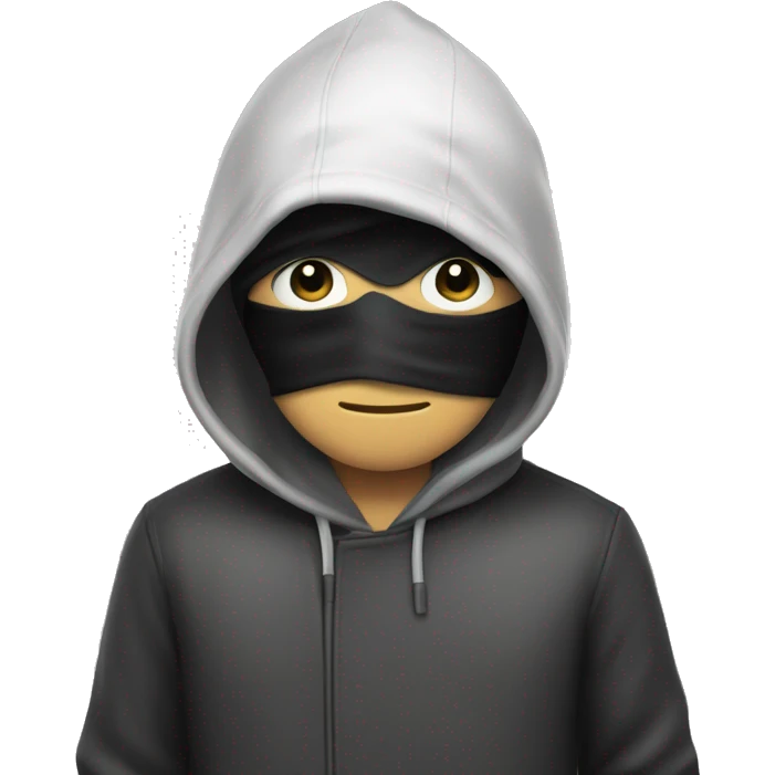 A thief wearing eye masks and holding bag at his back, his clothe have black and white line emoji