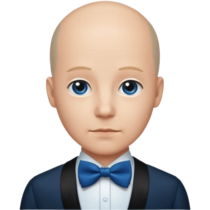 Bald with blue bow tie, midnight balck dress emoji