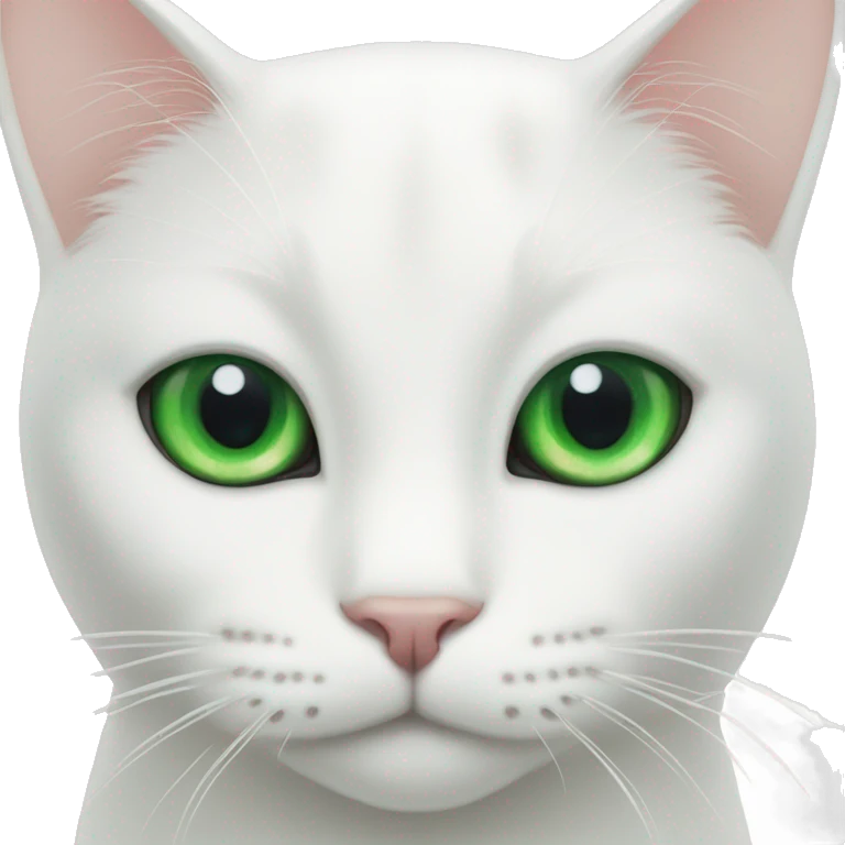 White cat with one green and one blie eye emoji