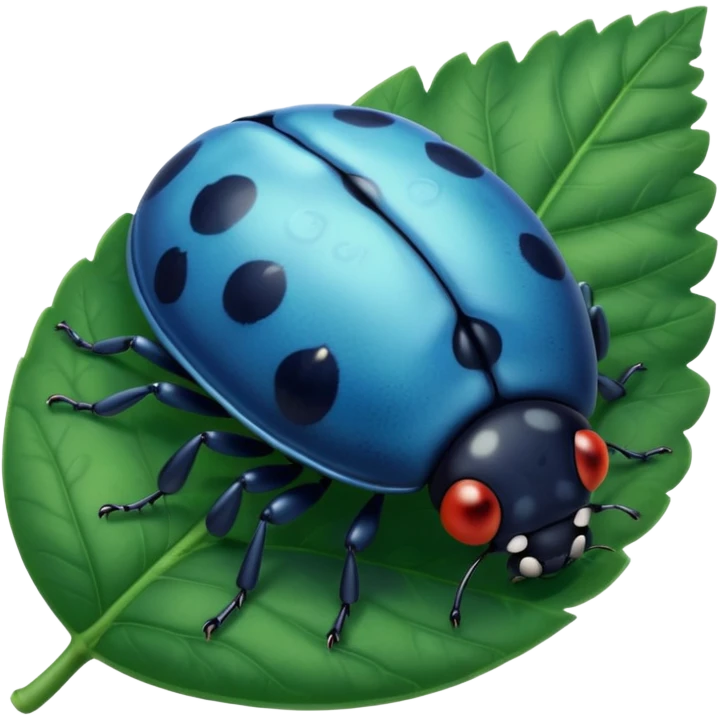  cute blue lady bug on leaf emoji