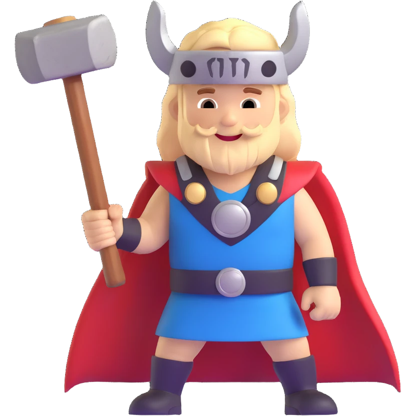 cute thor superhero with hammer smiling for children emoji