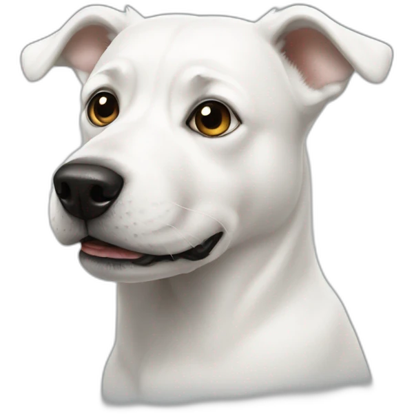 white dog with black eye emoji
