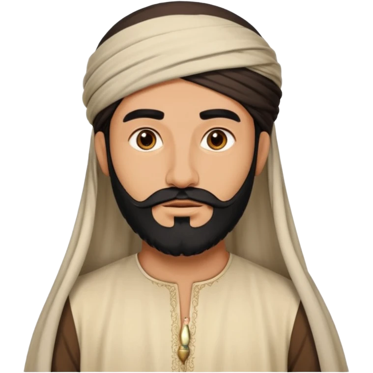 arab with black beard and defined jaw wearing white kandura emoji