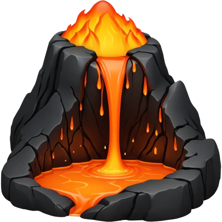 A lava flow spilling slowly over blackened rocks. emoji