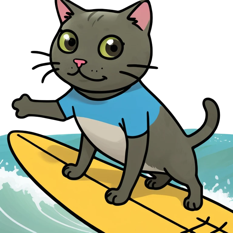 Cat on surfboard  emoji
