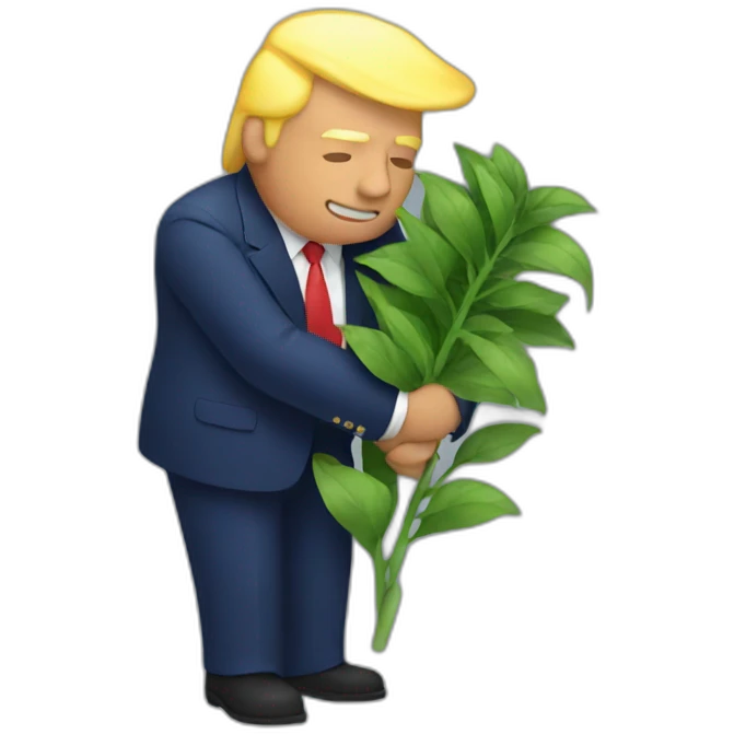 trump hugging a plant emoji