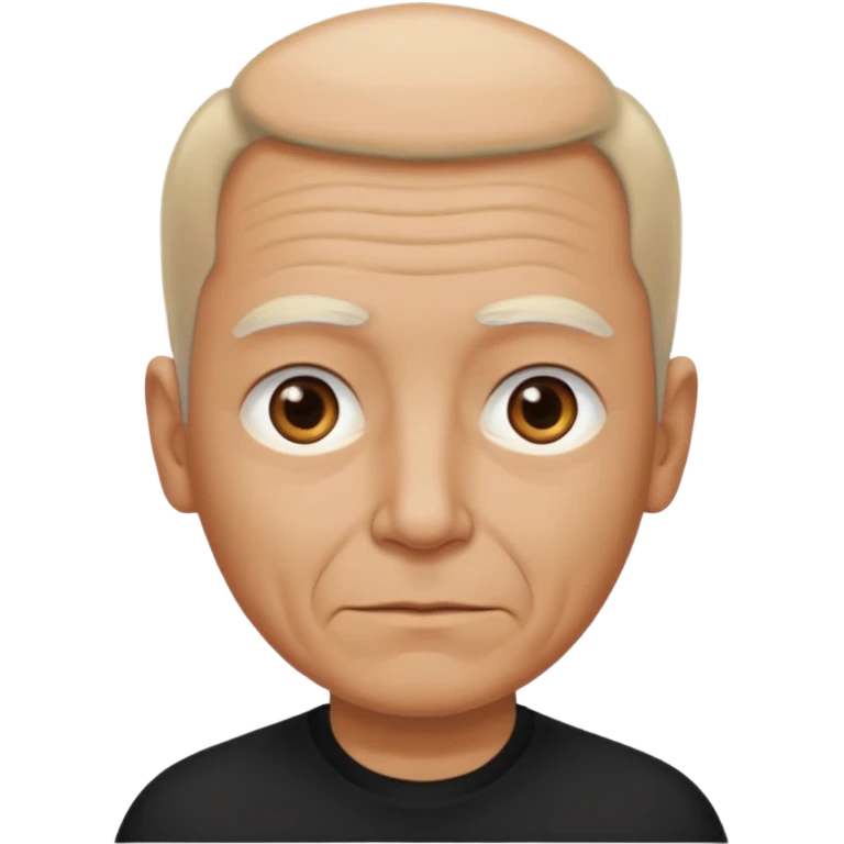 less hair, black shirt, no smile, older face emoji