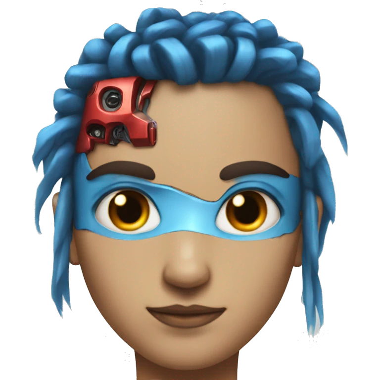 Cyborg half hair blue and one eye red  emoji