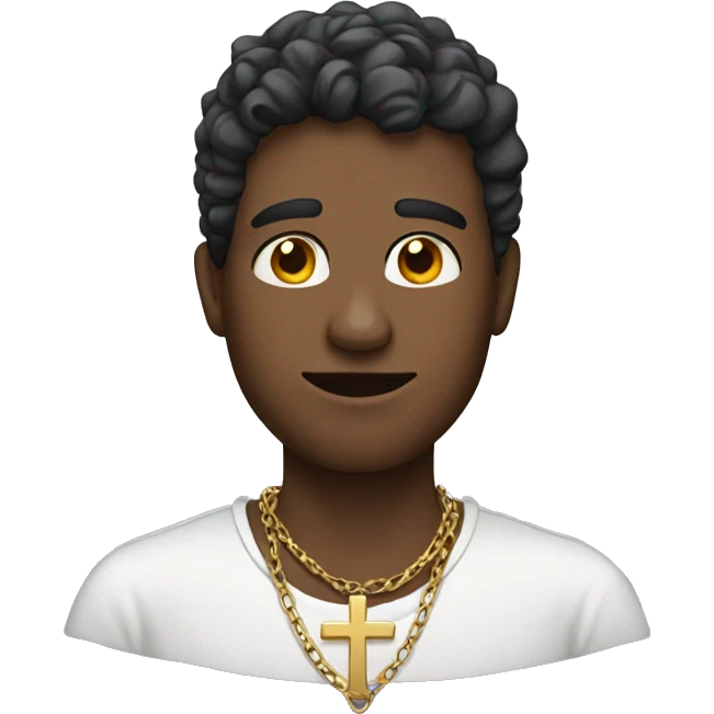 male portrait with cross necklace emoji