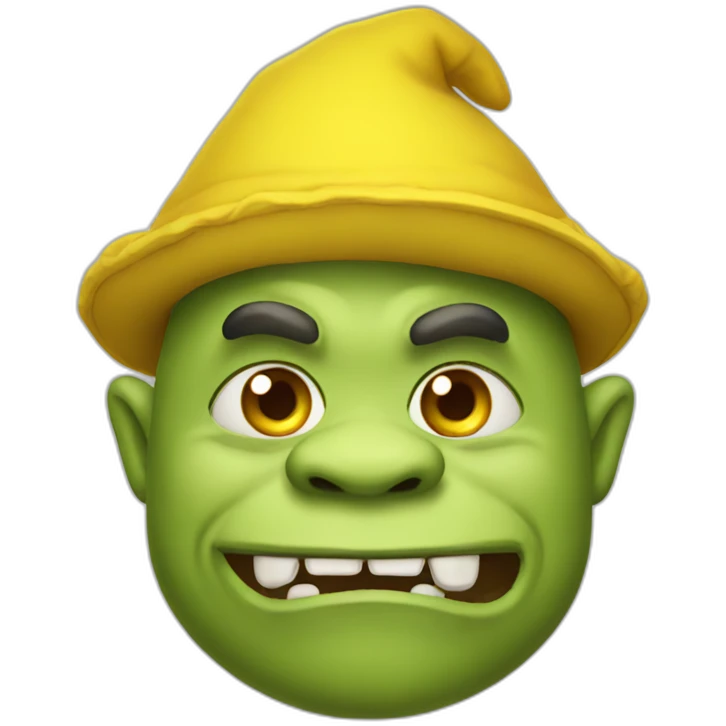 Ogre emoji with a yellow hat emoji