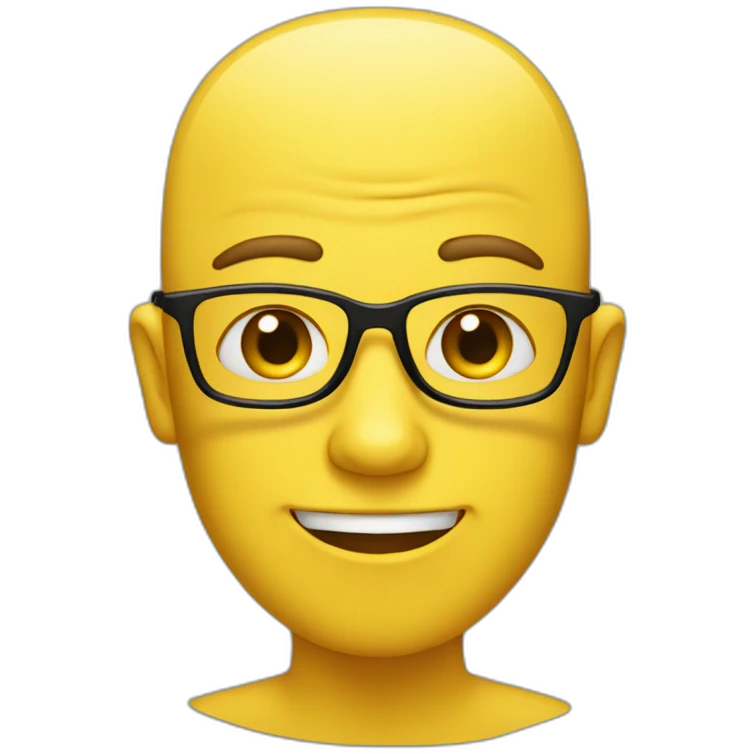 yelllow person wearing glasses without clothes hat or hair emoji