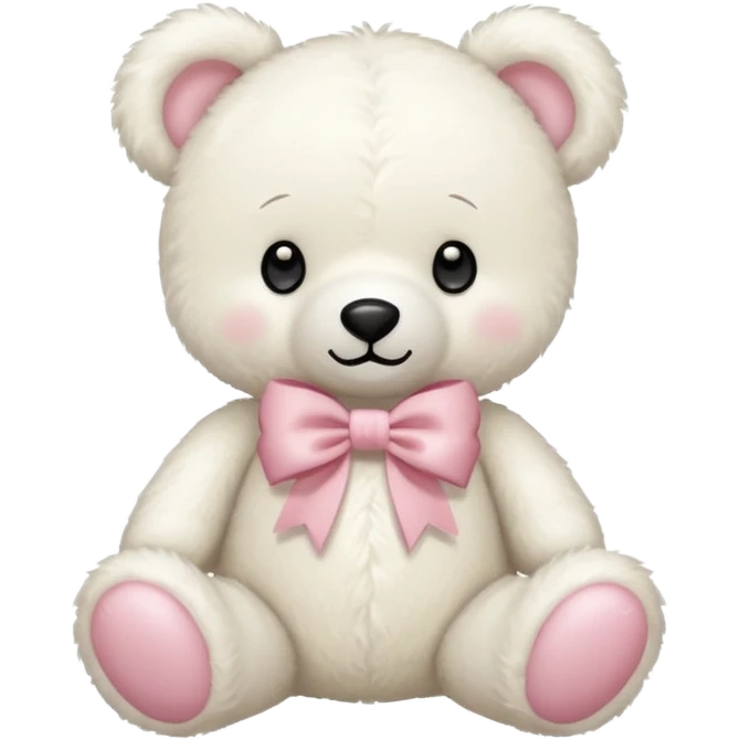 Oso de peluche blanco Adorable con un lazo  emoji