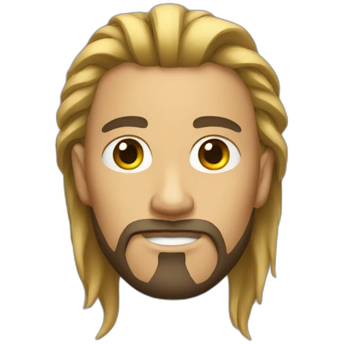 Men with long, tied hair and a goatee emoji