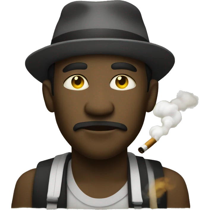 Jamaican man smoking. NO hat. Plain yellow emoji. emoji