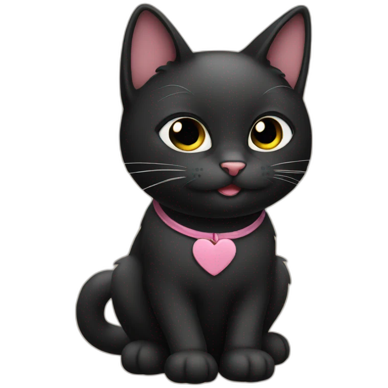 black cat love cute emoji