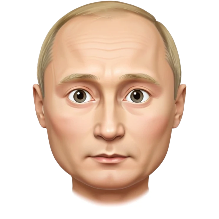 Photorealistic portrait of Vladimir Putin, 4K quality, round face, extremely detailed and realistic, cool and confident look, smooth and polished, neutral background emoji