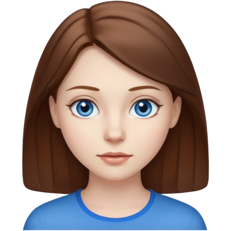 young woman with pale skin, brown hair, and blue eyes emoji