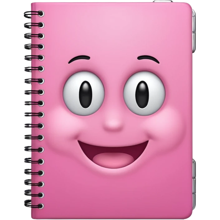 libreta de anillos rosada con carita feliz en la portada emoji