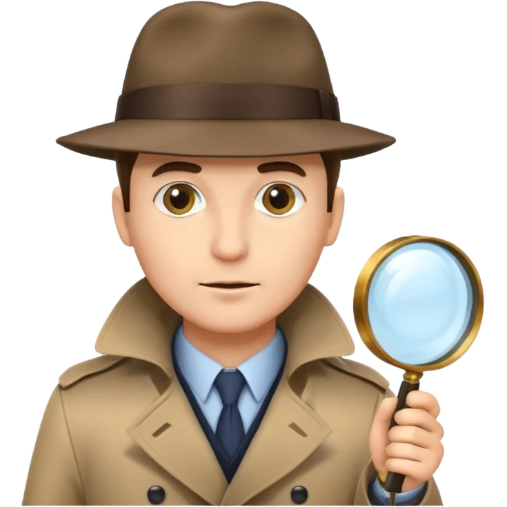 a detective man with hat and holding magnifying glass emoji