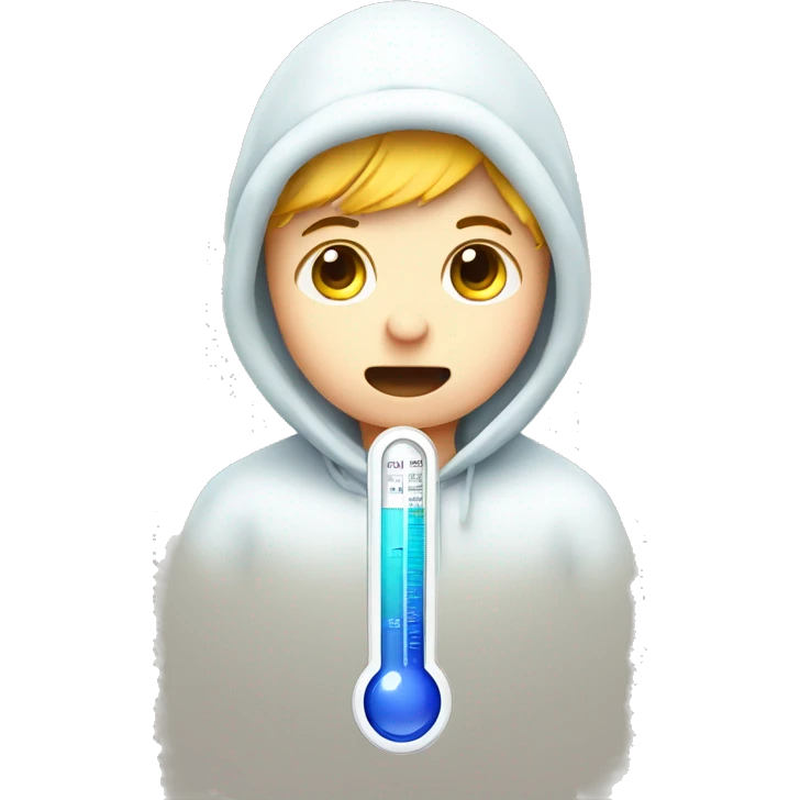 sick child, thermometer with high temperature emoji