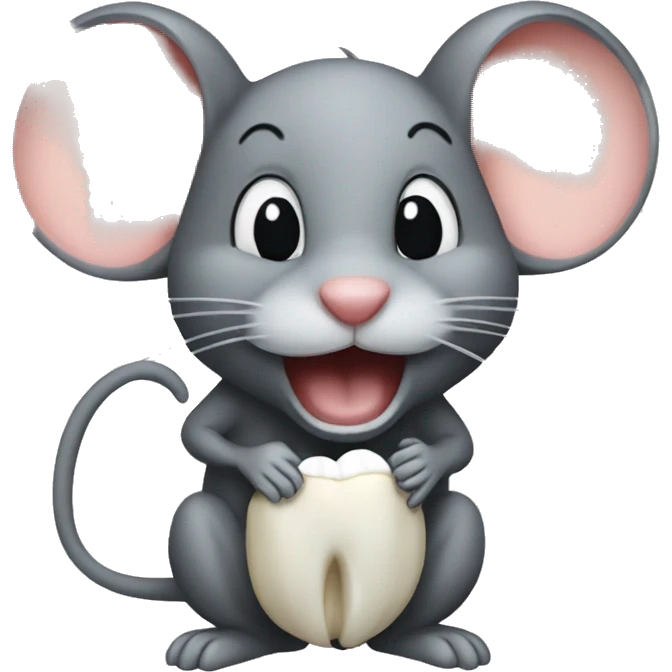 a mouse holding a tooth emoji