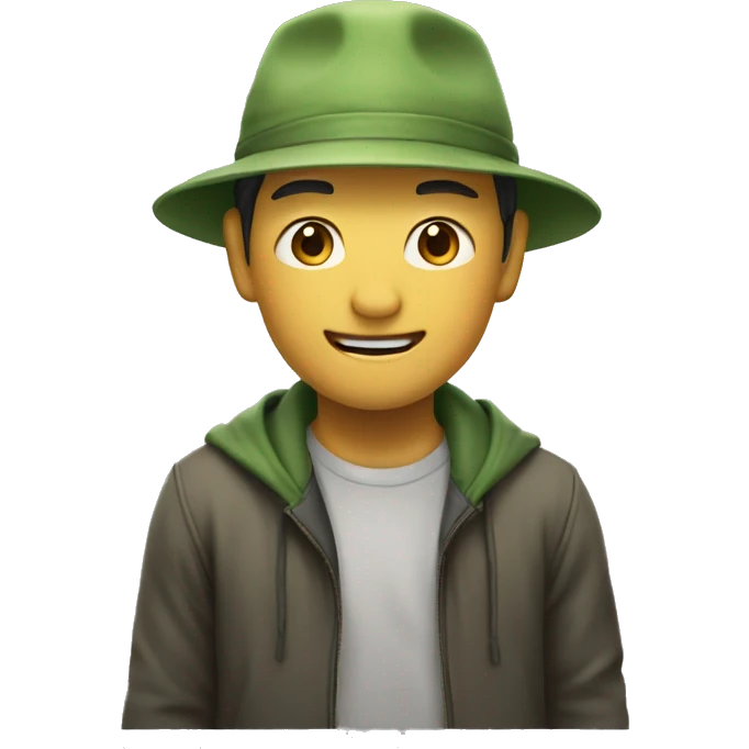 绿色帽子 捂脸笑 emoji